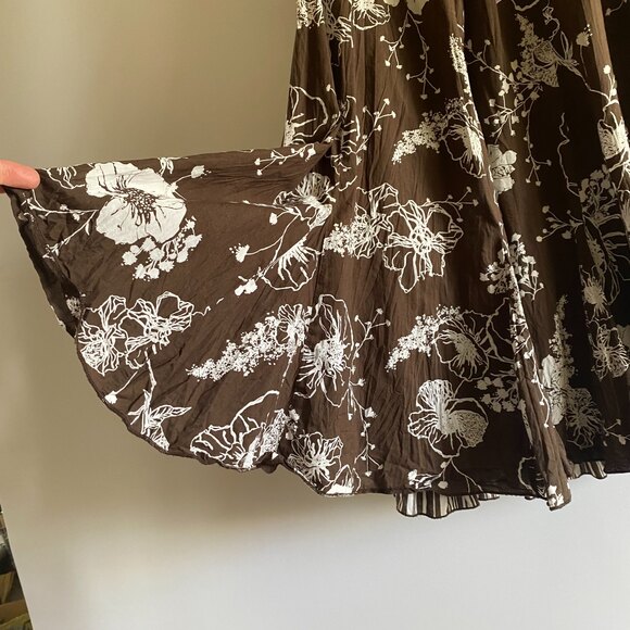 Chico's Brown Tiered Skirt White Floral Print Chico's Size 0 US Size 4 - Picture 5 of 11